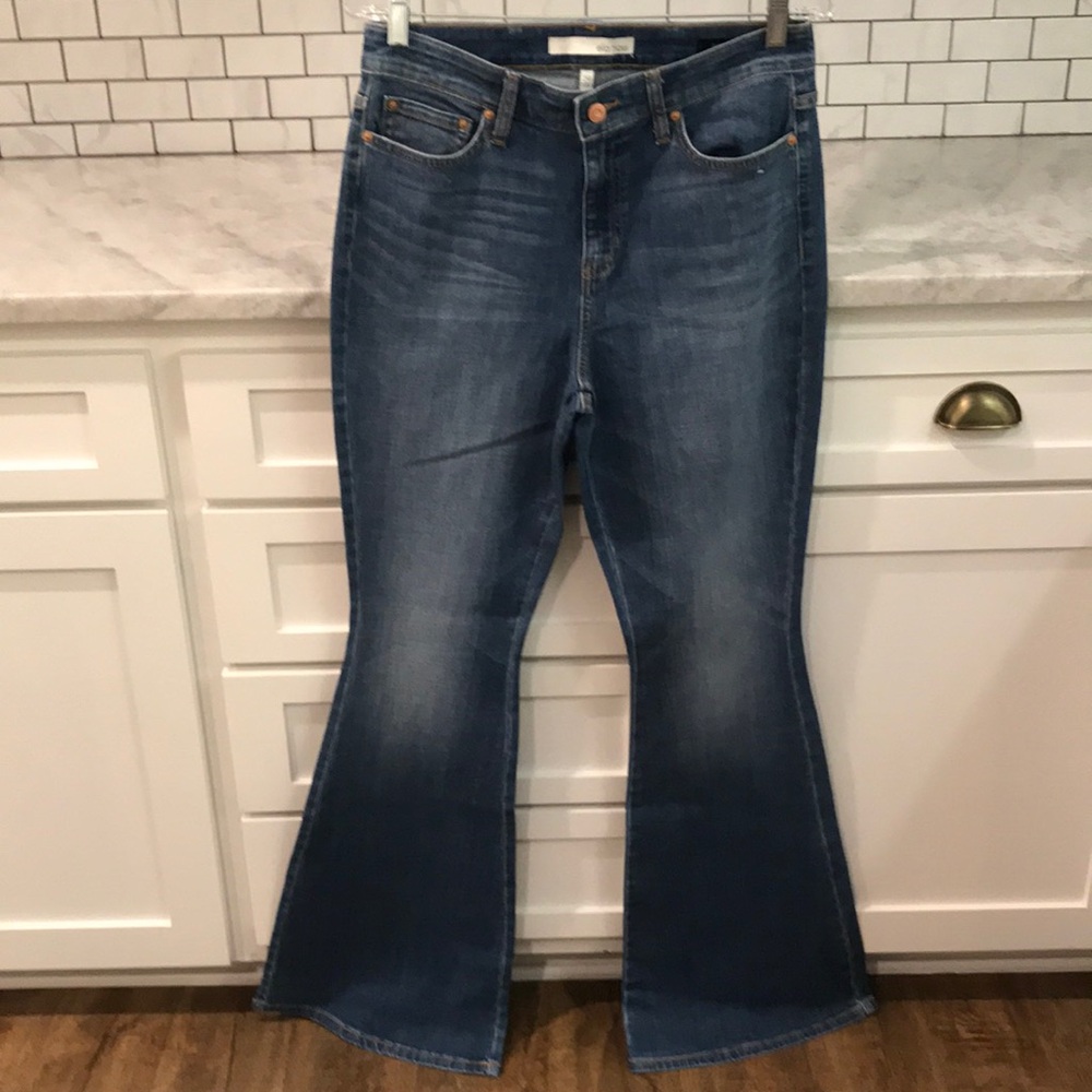 Ella Moss Anthropologie Flare Jeans Womens 29 Blue Denim High Rise Bell Bottom